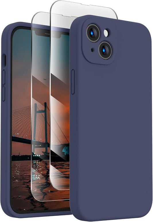 FireNova Designed for iPhone 14 Case, Silicone Upgraded [Camera Protection] Phone Case, Soft Anti-Scratch Microfiber Lining Inside, 6.1 inch, Navy Blue