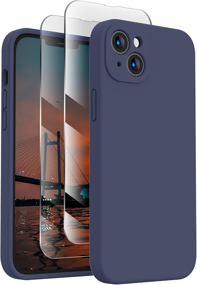 FireNova Designed for iPhone 13 Case, Silicone Upgraded [Camera Protection] Phone Case, Soft Anti-Scratch Microfiber Lining Inside, 6.1 inch, Navy Blue