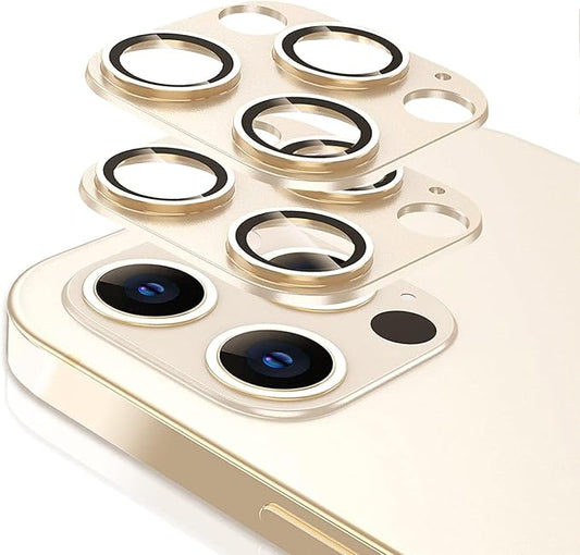 [2 Pack] Tamoria Compatible for iPhone 12 Pro Max Camera Lens Protector Metal Plus Tempered Glass Camera Cover Oneness Design, Support LIDAR Scanner, Explosion-Proof Accessories Gold
