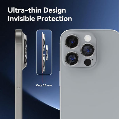 CloudValley for iPhone 16 Pro/iPhone 16 Pro Max Camera Lens Protector, [AR+AF 99% Transmittance] [Full Coverage] Ultra-HD Tempered Glass Cover, Metal Lens Screen Protective,Natural Titanium