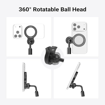 NEEWER Basics Magnetic Phone Tripod Mount Adapter, 360° Ball Head Aluminum Compact Lightweight Portable Phone Holder Attachment Compatible with MagSafe iPhone Samsung Android Video Recording, PA149