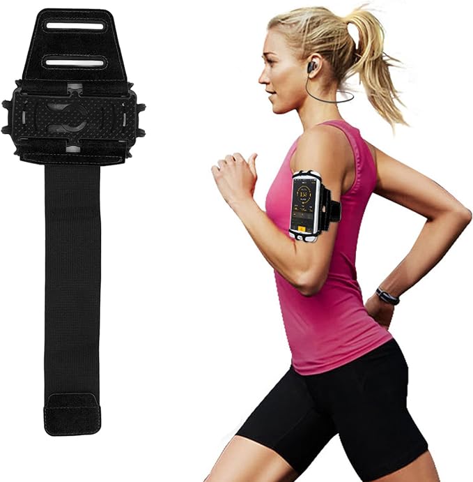 Running Armband 360°Rotatable for 4-6.7 Inch Mobile Phone, Rotatable Running Armband Cell Phone Holder for Running or Walking, Fits All 4-6.7 Inch Smartphones, Great for Hiking Biking Running(Black)