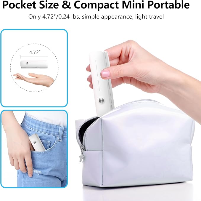 yAyusi Extendable Mini Selfie Stick for iPhone, Pocket Size Portable Selfie Stick with Remote, Compact Phone Selfie Sticks with Phone Holder for Content Creation/Vlog/Video Record/Live Stream (White)