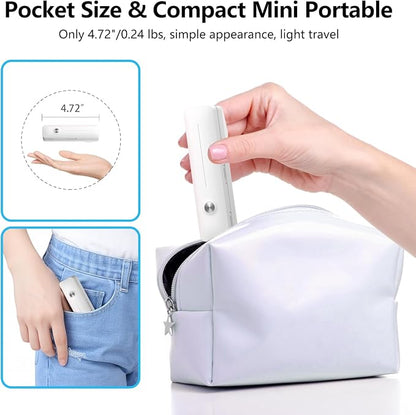 yAyusi Extendable Mini Selfie Stick for iPhone, Pocket Size Portable Selfie Stick with Remote, Compact Phone Selfie Sticks with Phone Holder for Content Creation/Vlog/Video Record/Live Stream (White)