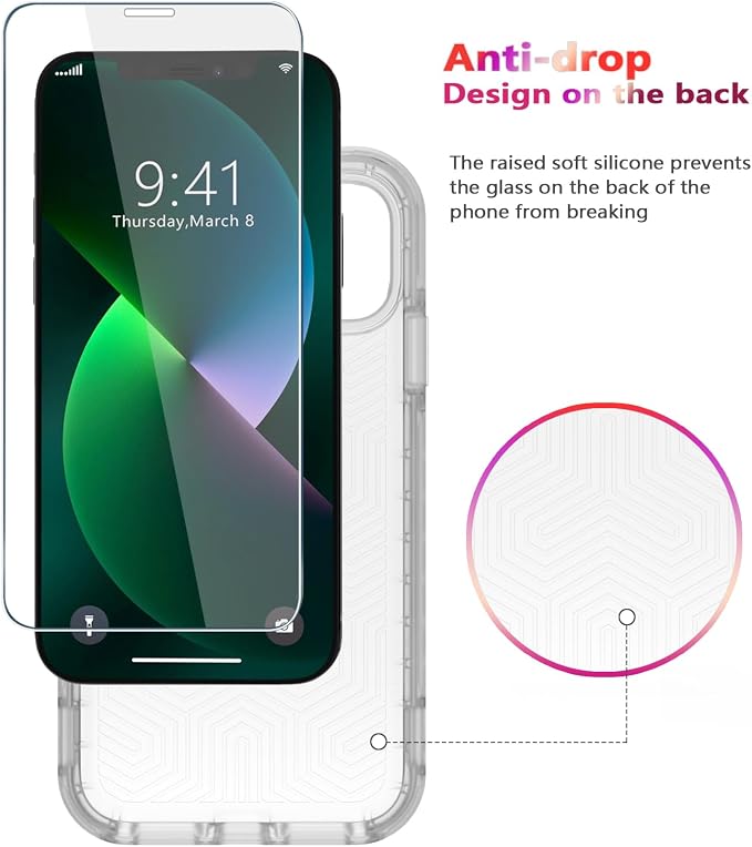 Diverbox for iPhone 13 case [Shockproof] [Dropproof] [Tempered Glass Screen Protector ],Heavy Duty Protection Phone Case Cover for Apple iPhone 13 (Clear-2in1)