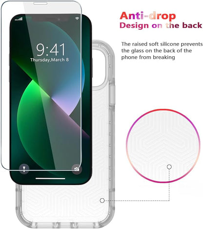 Diverbox for iPhone 13 case [Shockproof] [Dropproof] [Tempered Glass Screen Protector ],Heavy Duty Protection Phone Case Cover for Apple iPhone 13 (Clear-2in1)