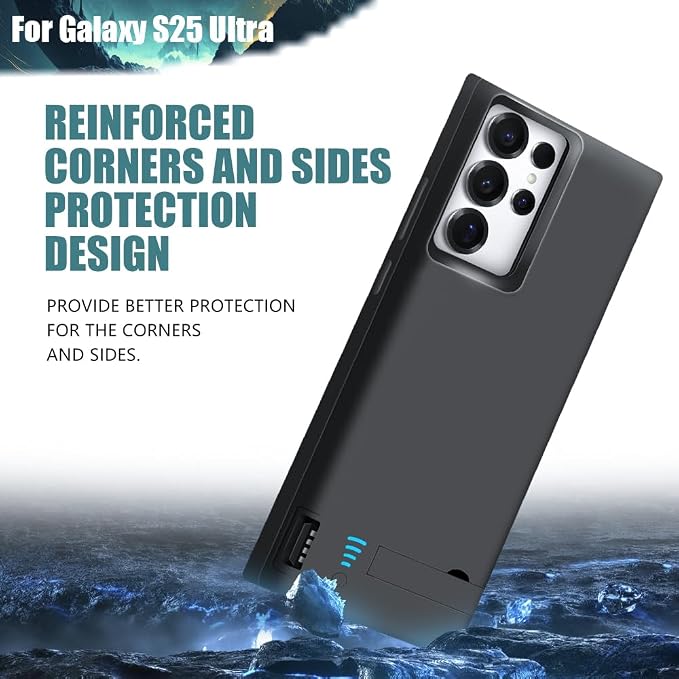 Battery Case for Samsung Galaxy S25 Ultra, 5000mAh Rechargeable Extended Battery Charging Charger Case, Add 100% Extra Juice (6.9 Inches) Black