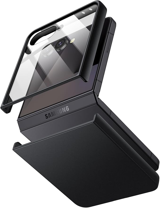 JETech Case for Samsung Galaxy Z Flip 7, Black | Built-in Front Screen Protector, Slim Hard PC Design, Shockproof Protection, Anti-Scratch Finish