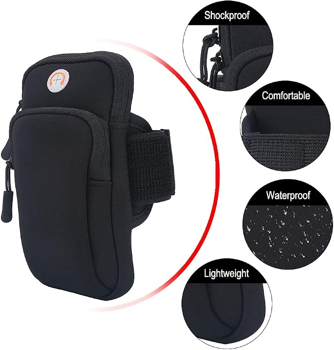 VGEBY Arm Pouch Outdoor Sport Running Jogging Exercise Armband Bag Wrist Pouch Phone Case Bag(Black) Sports Bag Supplies Phone Holder for Running Wrist Pouch Arm Phone Case