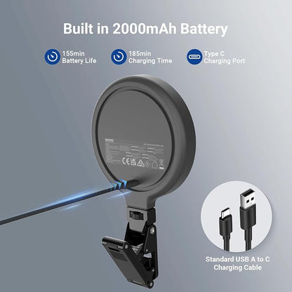 NEEWER Entry Level Version LED Selfie Ring Light, 4.8W Bi Color Edge Lit Clip Phone Fill Lighting with 2000mAh Battery, CRI90+ for Camera Laptop Computer Webcam Video Conference Makeup Recording, N23