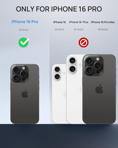Lanhiem Magnetic for iPhone 16 Pro Case, Built-in Privacy Screen Protector, IP68 Waterproof Dustproof Case, Compatible with MagSafe, Anti-Spy Full Body Phone Case for iPhone 16 Pro 6.3", Black