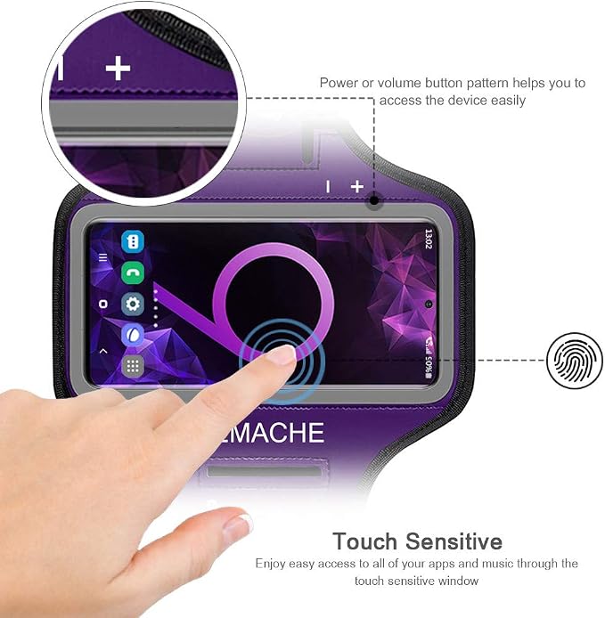 Galaxy S10 S9 S8 Armband, JEMACHE Gym Running Exercises Workouts Phone Arm Band for Samsung Galaxy S10/S9/S8/S7 Edge (Purple)