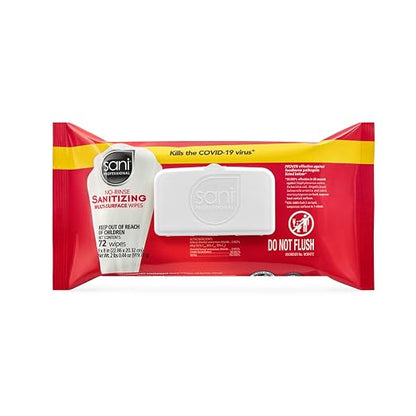 PDI Sani-Professional No-Rinse Sanitizing Multi-Surface Food Service Wipes Softpack, for Restaurants, Kitchen, and Home Use, Pack of 12, 72 Wipes Each, Large 9" x 8" Wipes