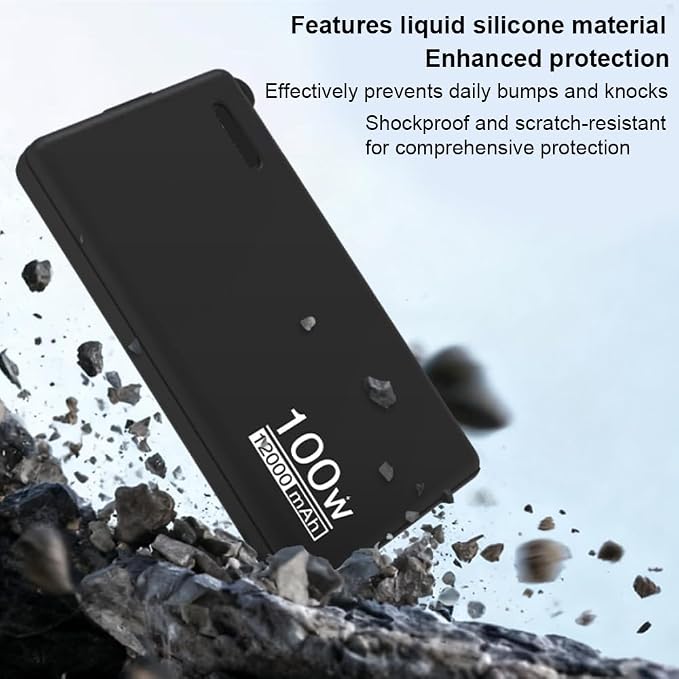 Shockproof Elastic Silicone Sleeve for Huawei 12000mAh 100W Power Bank Protective Case Dustproof Anti-Scratch Drop-Resistant Anti-Abrasion Cover Accessories (White)