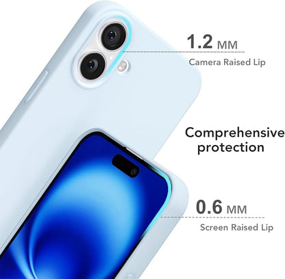 for iPhone 16 Case Silicone Compatible with Magsafe Case, Ultra Slim Thin Magnetic Phone Cases Mag Safe, Cute Soft Rubber Gel TPU Matte Plain Wireless Charging Cover for Women, Light Blue