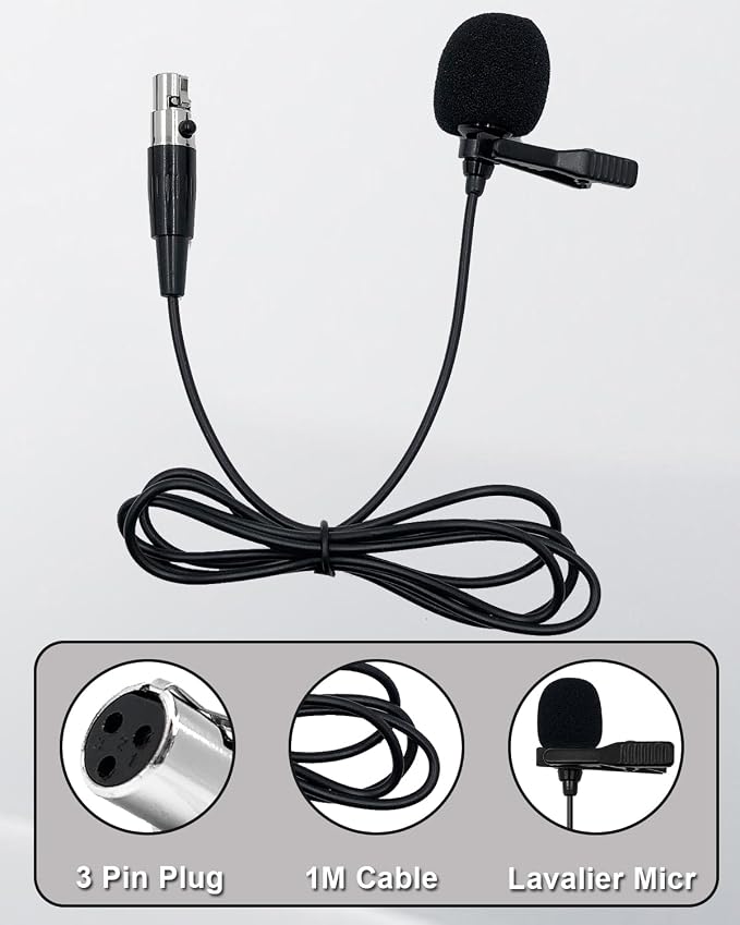 Lavalier Lapel Microphone Compatible with AKG Wireless Transmitter Unidirectional Condenser Mic (Mini XLR 3 Pin TA3F Plug only for AKG)