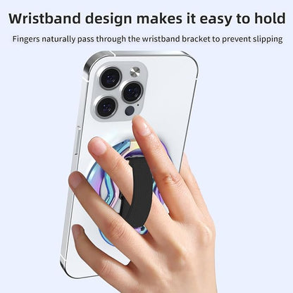 RESPECTED-BRO-Magnetic-Phone-Grip-Stand-with-Finger-Strap, 4-in-1 Magnetic Ring Holder, Kickstand and Elastic Strap for Phones, Universal Fit for iPhone 17/16/15/14/13/12, Android and Cases (Colorful)