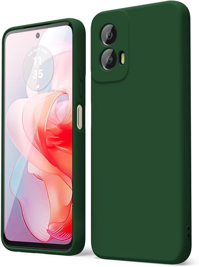 oakxco for Motorola Moto G Power 5G 2024 Phone Case Liquid Silicone, Thin Slim Soft Rubber Gel TPU Plain Simple Cover for Women Girl Cute, Matte Solid Color, Dark Green
