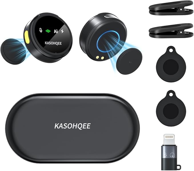 Wireless Lavalier Microphone for iPhone 16/15/14/13, iPad & Android, Magnetic Clip-on Mini Mic with Charging Case,30H Playtime Plug-Play Lapel Lavalier Mic for Vlog TikTok, AI Noise Reduction