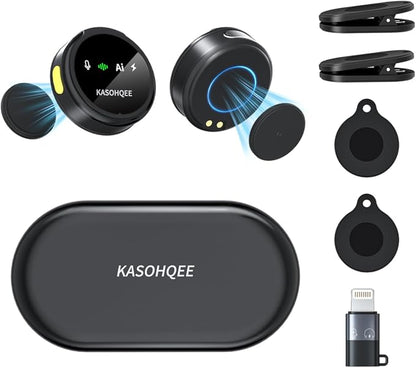Wireless Lavalier Microphone for iPhone 16/15/14/13, iPad & Android, Magnetic Clip-on Mini Mic with Charging Case,30H Playtime Plug-Play Lapel Lavalier Mic for Vlog TikTok, AI Noise Reduction