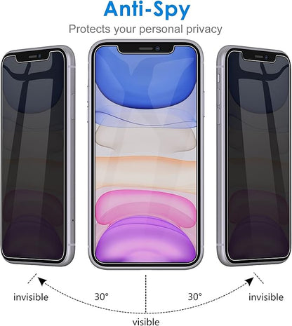 JETech Privacy Screen Protector for iPhone 11 6.1-Inch with Camera Lens Protector, Anti Spy Tempered Glass Film, 2-Pack Each