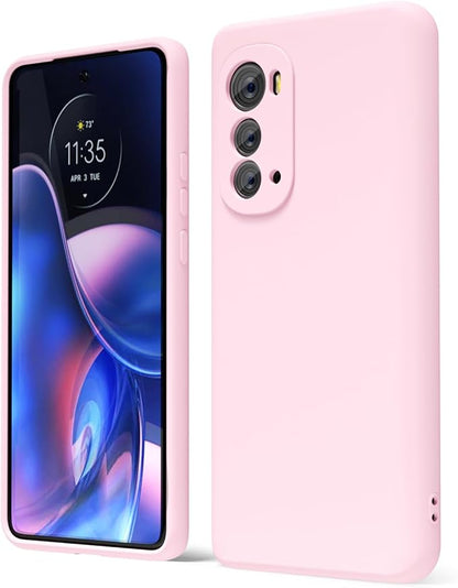 oakxco for Motorola Edge 2022 Phone Case Liquid Silicone Grip Bumper, Cute Thin Slim Soft Rubber TPU Plain Smooth Gel Cover for Women Girl Aesthetic, Matte Solid Protective & Shockproof, Pink Sand