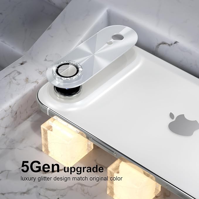 Choiche Compatible for iPhone 17 Air Camera Lens Protector, Bling Camera Cover with 9H Tempered Glass Lens Screen Protector Metal Ring Decoration Accessories 6.5-inch (Light-Silver)