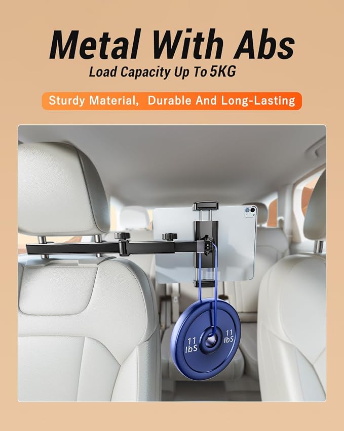 Extension Arm Tablet Holder for Car Headrest Adjustable iPad Holder for Car Backseat Rear Facing for Kids Baby, Car Mount Fit 4.7"-13" Cell Phone iPad mini Air Pro 12.9 Switch Fire Tablet