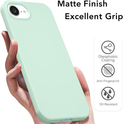 for iPhone 17e 16e Case Silicone Compatible with Magsafe Case, Ultra Slim Thin Magnetic Phone Cases Mag Safe, Cute Soft Rubber Gel TPU Matte Plain Wireless Charging Cover for Women, Mint Green