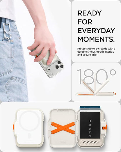 Spigen for MagSafe Wallet, Heavy Duty Hardshell Magnetic Card Holder Compatible with iPhone 17/16/15/14/13/12 Pixel 10 Series MagSafe-Cases Pixelsnap Holds 5-6/7-8 Cards