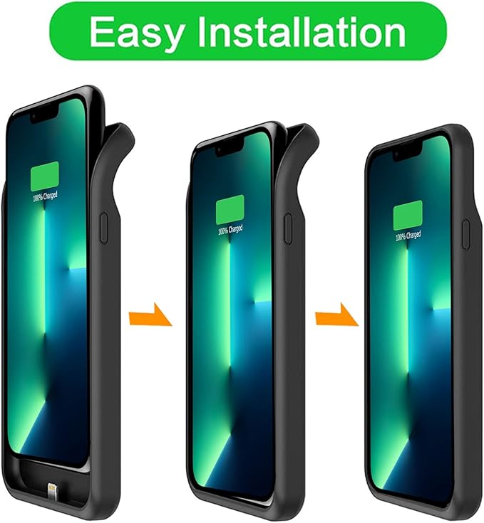 Battery Case for iPhone 13 Pro Max, 12000mAh Rechargeable Portable Charging Case with Wireless Charging Compatible for iPhone 13 Pro Max (6.7 inch) with CarPlay Battery Pack Charger Case (Black)