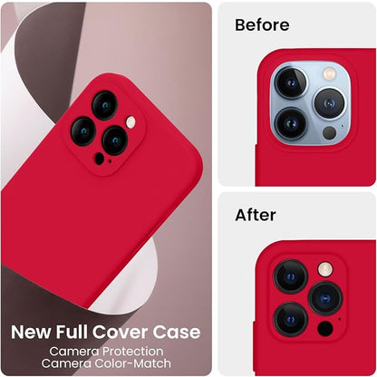 FireNova Designed for iPhone 13 Pro Case, Silicone Upgraded [Camera Protection] Phone Case, Soft Anti-Scratch Microfiber Lining Inside, 6.1 inch, Deep Red