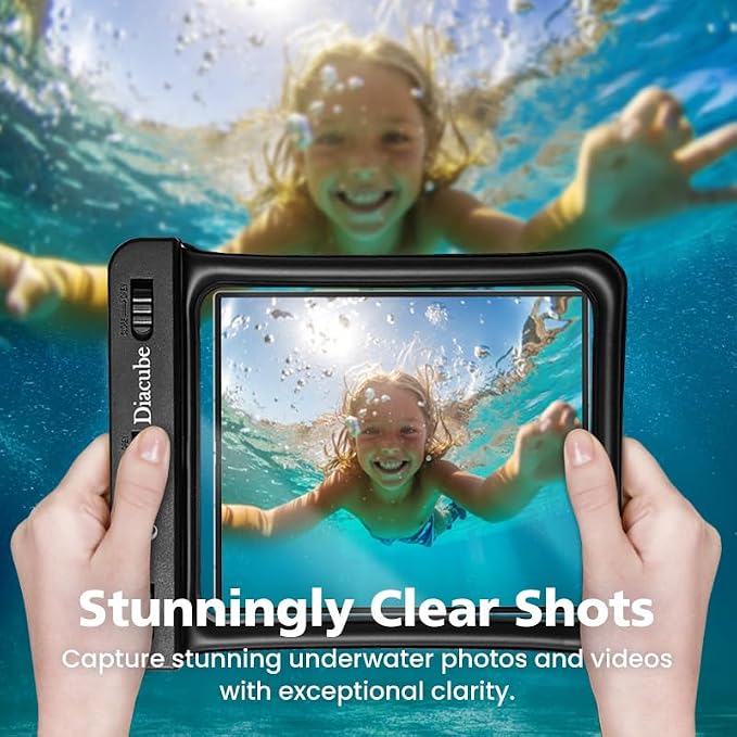 [6.5"x5.9"] Waterproof Phone Pouch for Wide-Screen Foldable Phone - Samsung Galaxy Z Fold/Google Pixel Fold/Huawei Folding, IPX8 Floating Waterproof Phone Case, Must-Have Beach Essentials Black