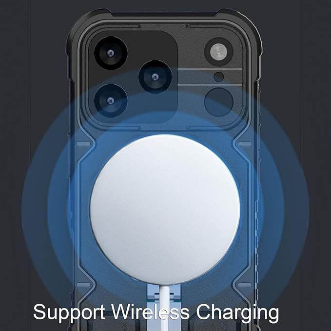 Magnetic Case for iPhone 17/17 Pro/17 Air/17 Pro Max, Heavy Duty Military Case with Ring Holder Anti-Fall Protection Outdoor Cover,17pro max,Blue
