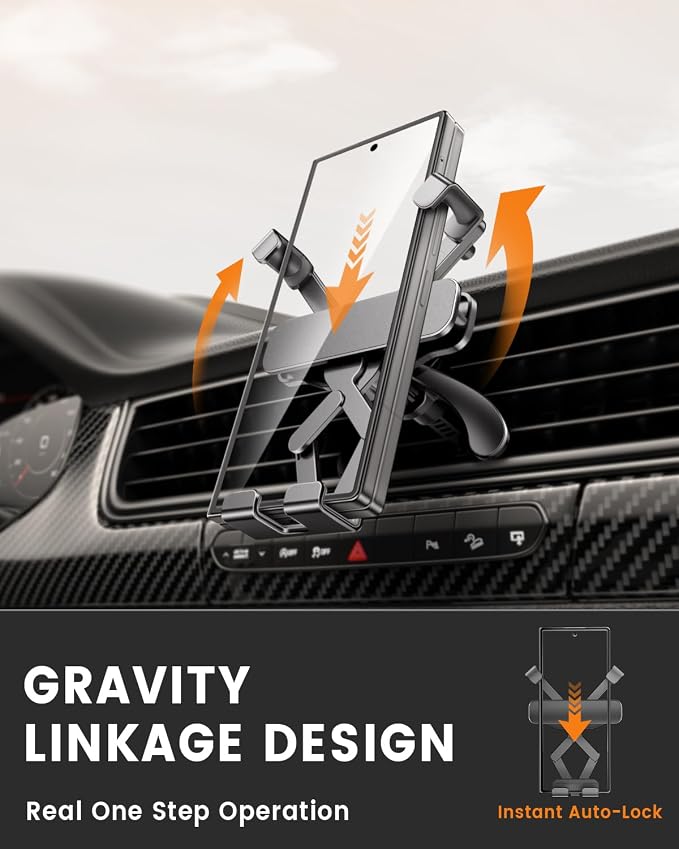 Delobon Car Phone Holder Mount [Designed for Foldable Phones] for Samsung Galaxy Z Fold 7 6 5 4 3 2 S25 Ultra Pixel 9 10 Pro Fold iPhone 16 15 14