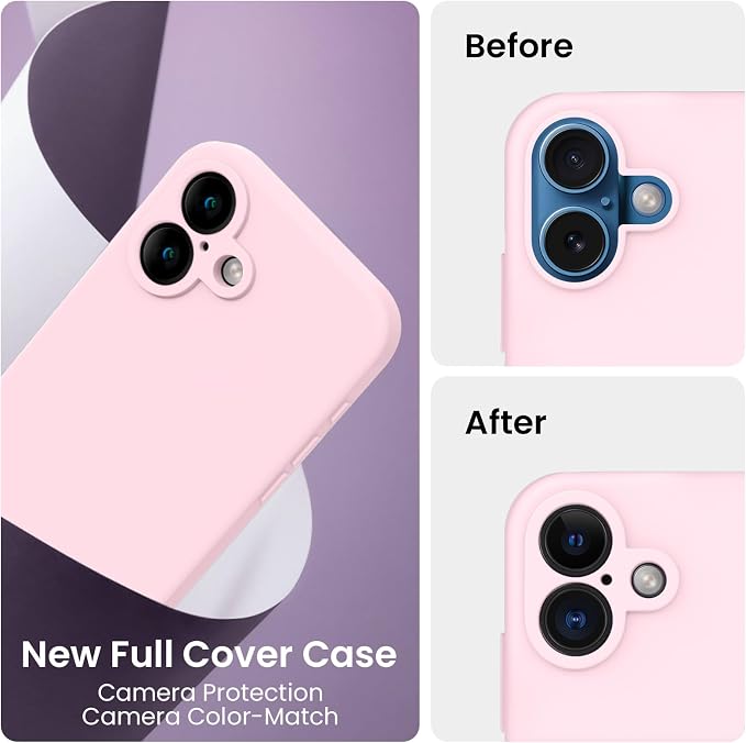 FireNova Designed for iPhone 16 Plus Case, Silicone Upgraded [Camera Protection] Case, Soft Anti-Scratch Microfiber Lining Inside, 6.7 inch, Chalk Pink