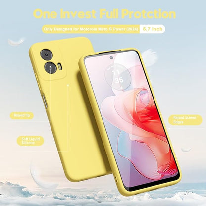 oakxco for Motorola Moto G Power 5G 2024 Phone Case Liquid Silicone, Thin Slim Soft Rubber Gel TPU Plain Simple Cover for Women Girl Cute, Matte Solid Color, Yellow