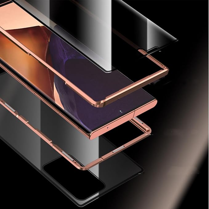 for Samsung S24 Ultra Magnetic Tempered Glass Double-Sided Phone Case, Anti peep Adsorption Cover, 360 Full Body Protection Magnetic Phone Case for Samsung Note Series (S21Ultra,Blue)
