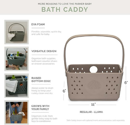 Parker Baby Bath Caddy | BPA Free & Food Grade Shower Caddy Organizer for Toys & Supplies | Quick-Dry, Sturdy & Perfect Size Shower Basket w/Handle in Neutral Colors