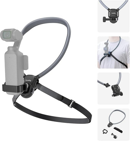 SMALLRIG Magnetic Neck Mount for DJI Pocket 3/OSMO 360/Nano/Action 6/5 Pro/4, for GoPro Hero 13/12/11/10, for Insta 360 X5/X4/X3/Ace Pro 2, Action Camera Chest Mount for Hands-Free POV Vlogging-5567