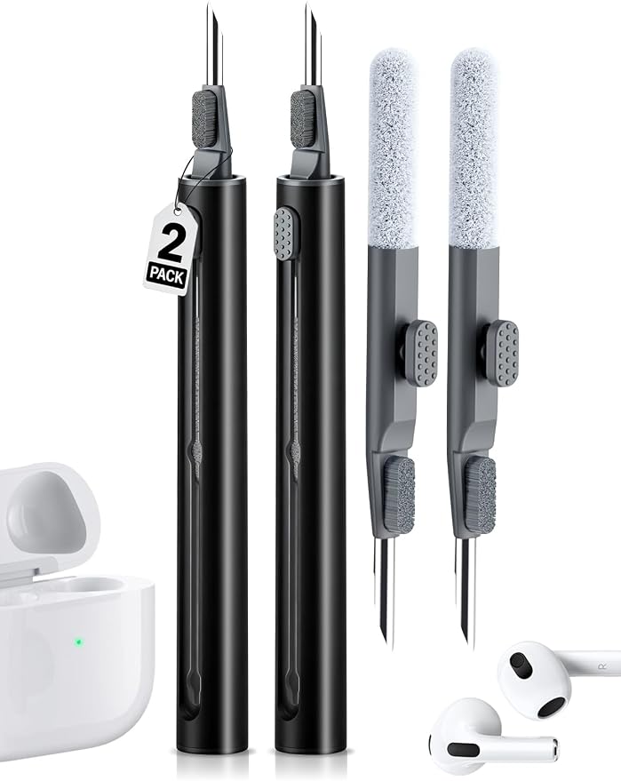 Cleaner Kit for Airpods, Earbuds Cleaning kit for Airpods Pro 1 2 3, Phone Cleaner kit with Brush for Bluetooth Earbuds Cleaner, Wireless Earphones,iPhone,Laptop, Camera (Black)