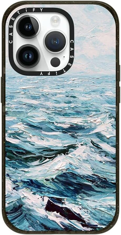 CASETiFY Impact iPhone 14 Pro Case [4X Military Grade Drop Tested / 8.2ft Drop Protection/Compatible with Magsafe] - Deep Blue Sea - Clear Black