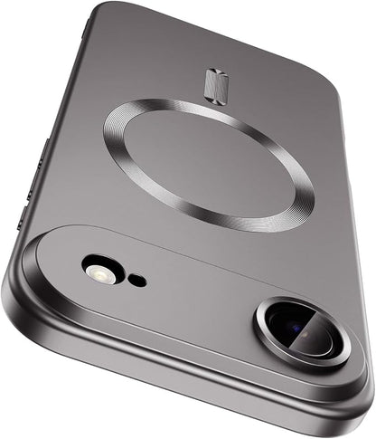 Magnetic for iPhone Air Case, Compatible with MagSafe, Built-in Camera Lens Protector, Slim Thin Soft Silicone Bumper Shockproof Metallic Luster Phone Case for iPhone 17 Air (Gray)