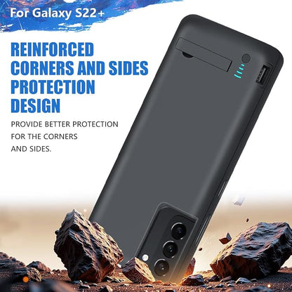 Sitong [Upgraded Battery Case for Samsung Galaxy S22+ / S22 Plus, 5000mAh Rechargeable Extended Battery Charging Charger Case, Add 100% Extra Juice (6.6 Inches) Black