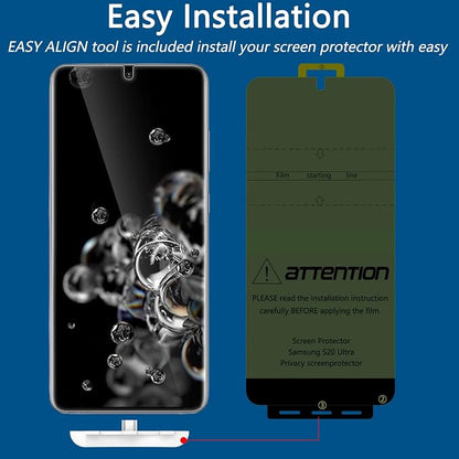 LYWHL 2+2 Pack for Samsung Galaxy S20 Ultra Privacy Screen Protector, Anti-Spy Black Full Adhesive Flexible Film + Camera Lens Glass Protector for Galaxy S20 Ultra