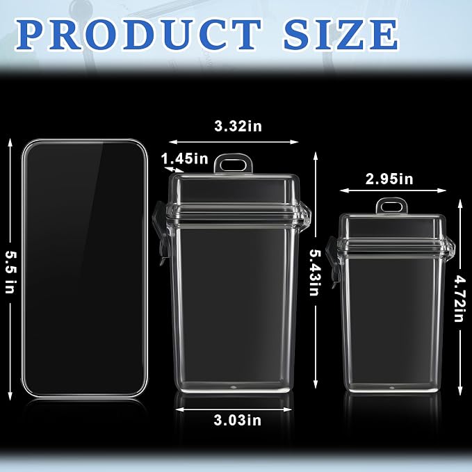Outus 3 Pcs Waterproof ID Badge Holder Case with Waterproof Buckle Floating Sports Case Locker with Adjustable Hanging Rope Plastic Card Dry Box(Clear,5.43 x 3.33 in,Stylish)