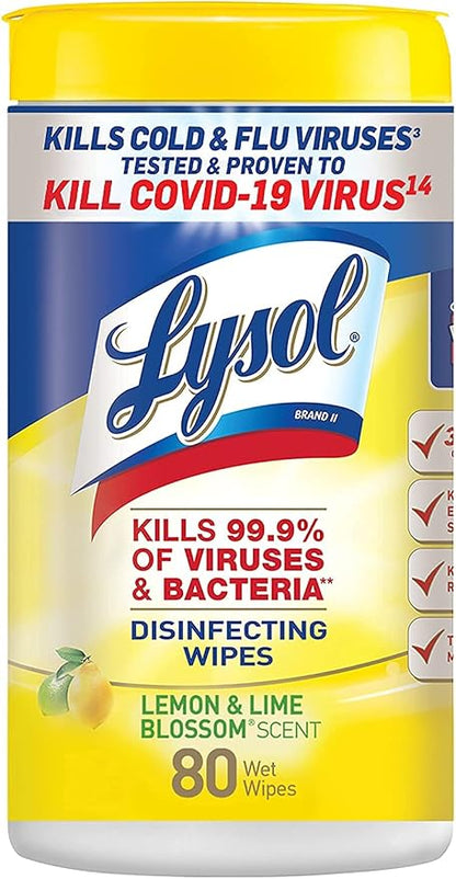 Lysol Disinfecting Wipes, Lemon and Lime Blossom, 80 Count (Pack of 6)