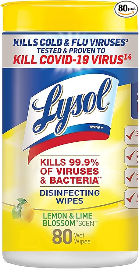 Lysol Disinfecting Wipes, Lemon and Lime Blossom, 80 Count (Pack of 6)