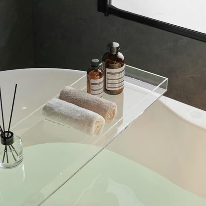 Clear Bathtub Tray AcrylicTub Rack - Bath Tub Shelf for Bathroom to Hold Book, Phone, Candle, Wine & Tablet - Waterproof Caddy Bathroom Accessories, Beelee BA0033