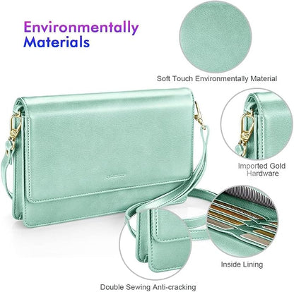 nuoku Women Small Crossbody Bag Cellphone Purse Wallet with RFID Card Slots 2 Straps Wristlet